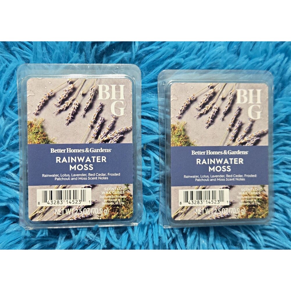 Lot of 2 Better Homes & Gardens Rainwater Moss Scented Wax Melts Cubes, 2.5 oz